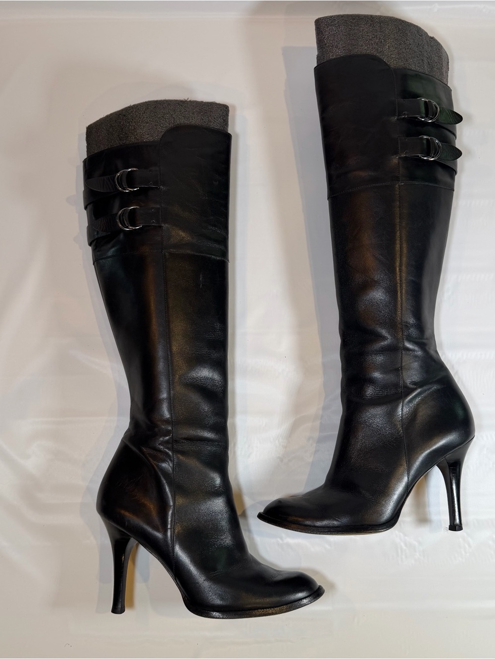Cole Haan Nike Air Georgina Women's Black Leather 3.5" Heel Boots Black Size 9 B
